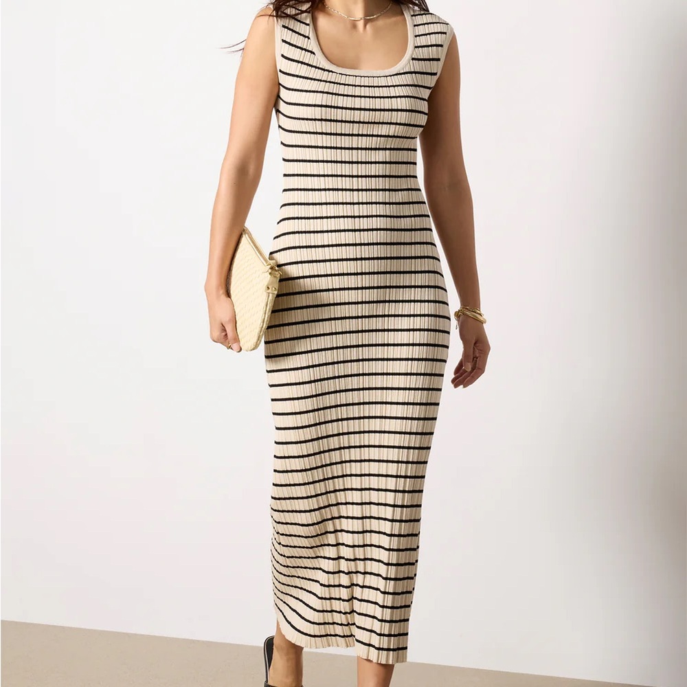 Z Supply Tan Sheath Maxi Dress Scoop Neck Sleeveless